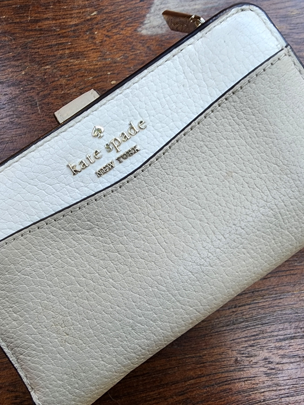Kate Spade Leila Colorblock Medium Compact Bifold Wallet Light Sand Beige